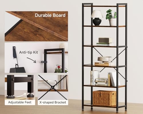 6 Tier Wood Bookcase Q142