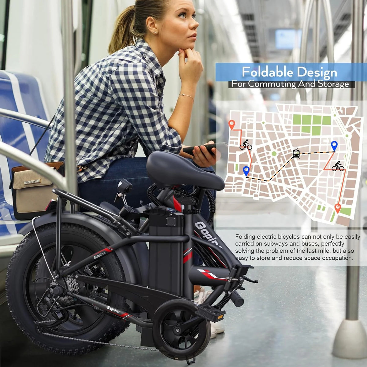 350W Folding Electric Bike 16 x 3.0 Fat Tire B682
