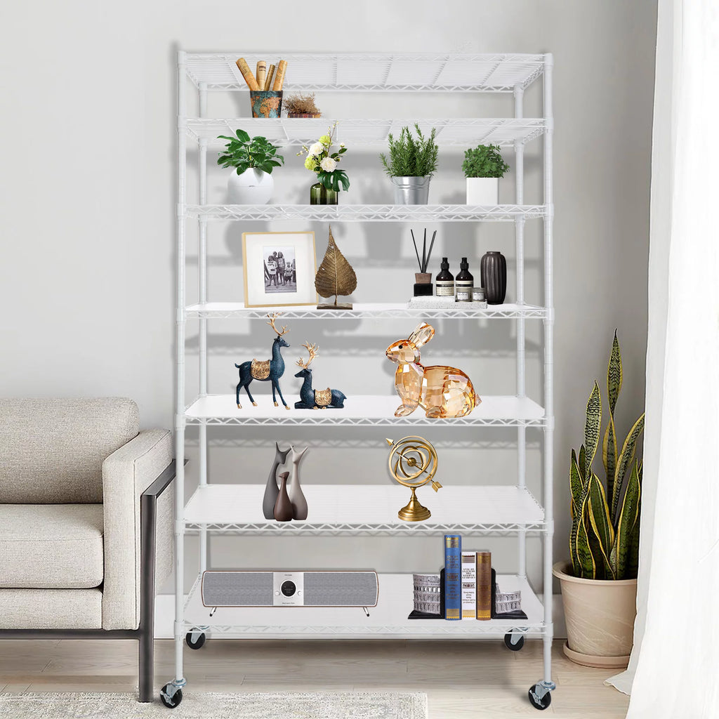 7-Tier 2450lbs Metal Shelving Unit with Wheels K521595