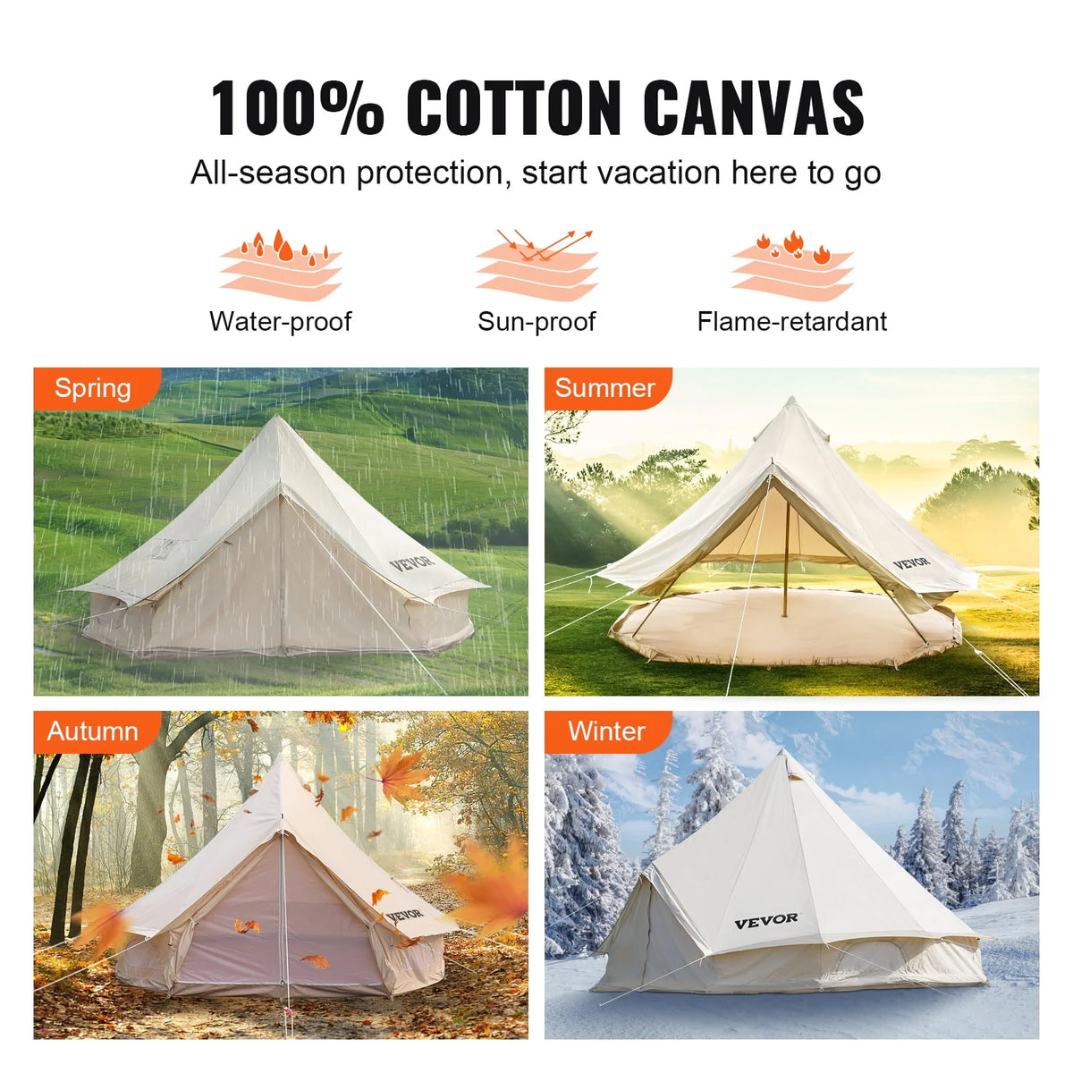 Cotton Canvas Waterproof Bell Tent H933763