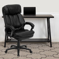 Black LeatherSoft Swivel Office Arm Chair C9438