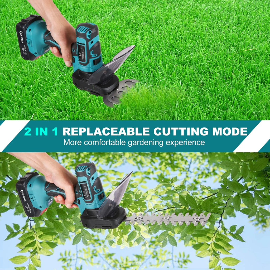20V Cordless Grass Shears and Hedge Trimmers with 2pcs 2000mAh Battery Pack D90886