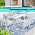 Aluminum Patio Conversation Set with 43" Propane Fire Pit Table White X476