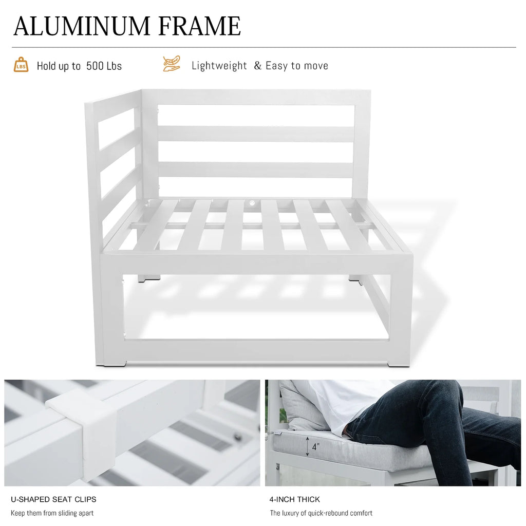 Aluminum Patio Conversation Set with 43" Propane Fire Pit Table White X476