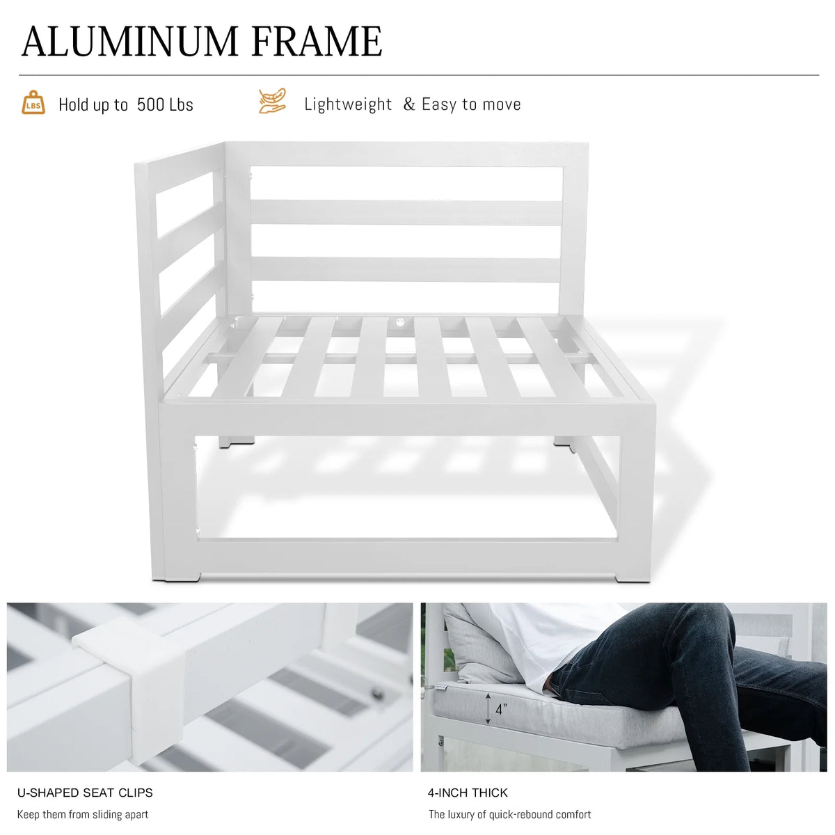 Aluminum Patio Conversation Set with 43" Propane Fire Pit Table White X476
