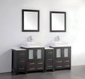 72 in. Espresso Bathroom Vanity with Double Basin White Ceramic Top and Mirrors X9074