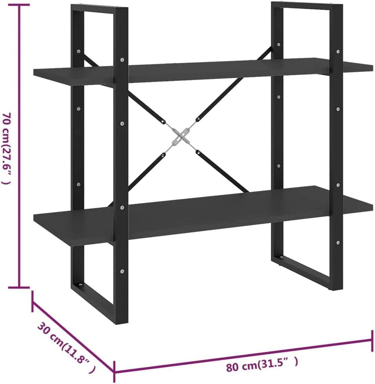 2-Tier Small Bookshelf Book Cabinet Gray Engineered Wood L83388
