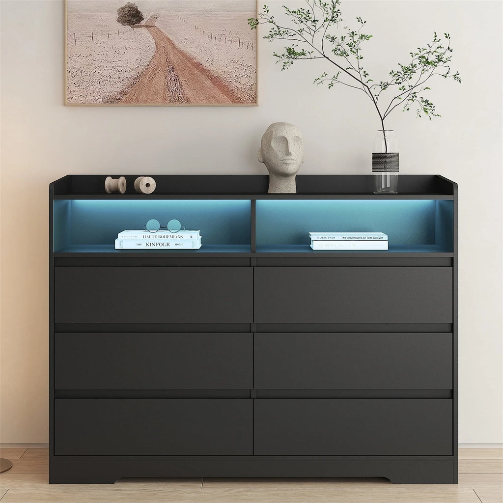 White 6 Drawer Dresser L8822