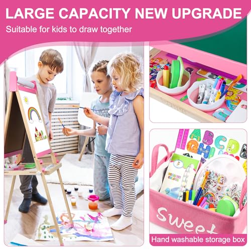 Adjustable Wooden Kids Art Easel with White Board and Chalk Board J30616