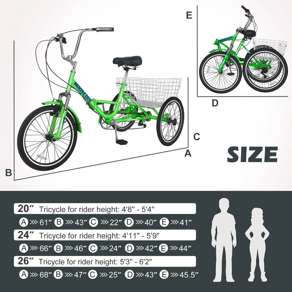 Folding 7-Speed 3 Wheels Tricycle V4035