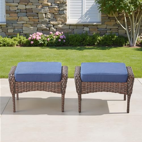 7 Pieces Wicker Outdoor Furniture Set with Swivel Chairs and Ottomans L180