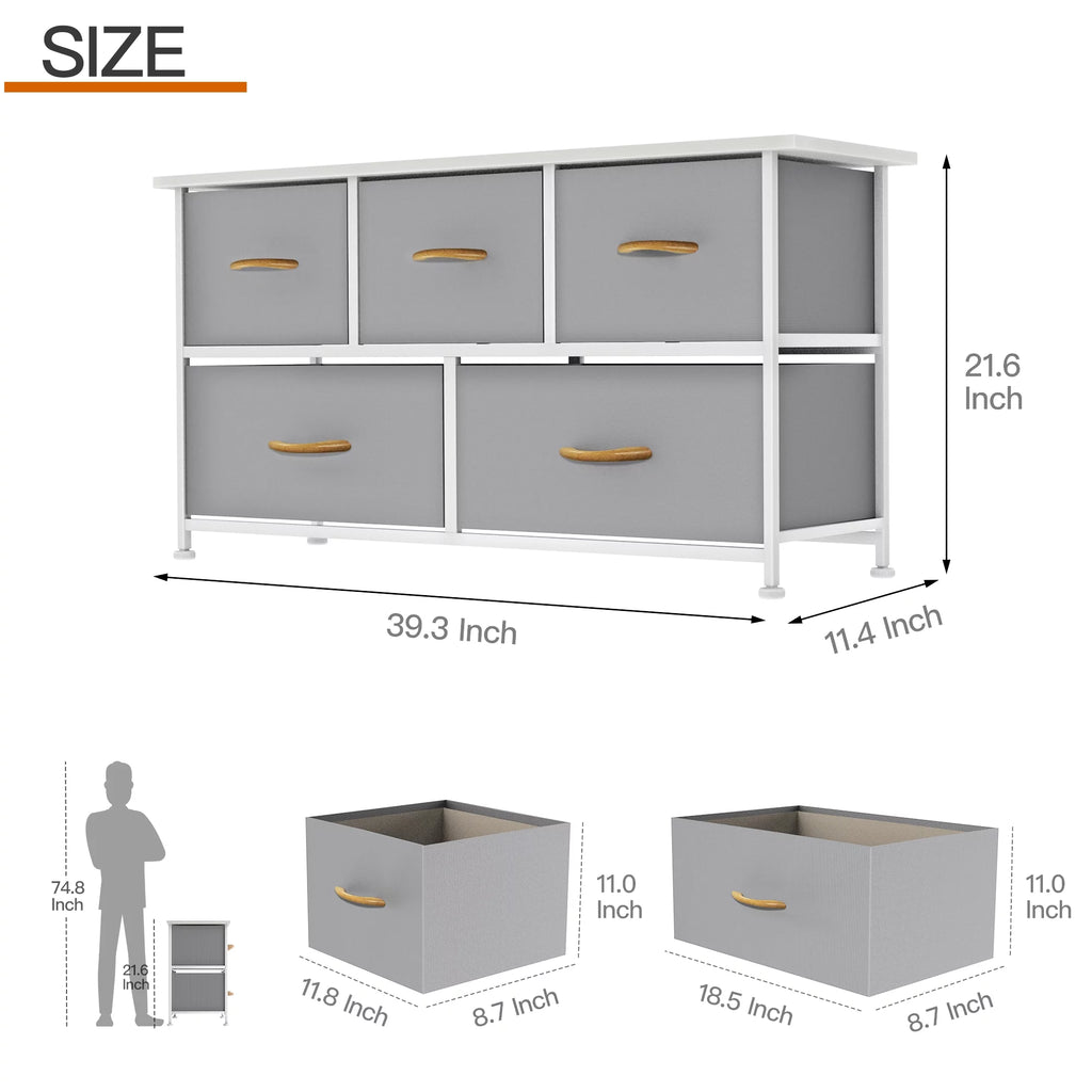 5 Drawer Dresser with Wooden Handle D124