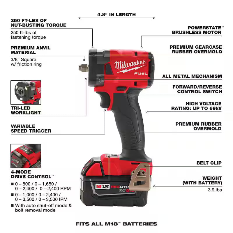 18V Lithium-Ion Brushless Cordless Grinder & 3/8 in. Impact Wrench Combo Kit V9773