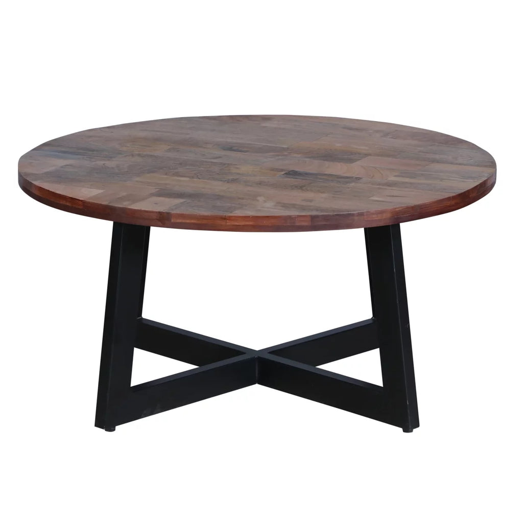 31 Inch Round Mango Wood Coffee Table V1005