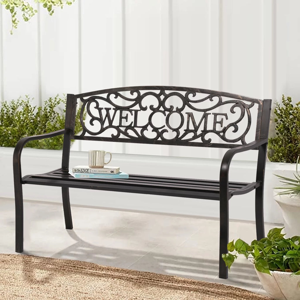 Patio Bench 400 lbs Cast Iron Metal Outdoor Seating M898345