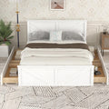 White Queen Size Platform Bed with 4 Drawers O844902