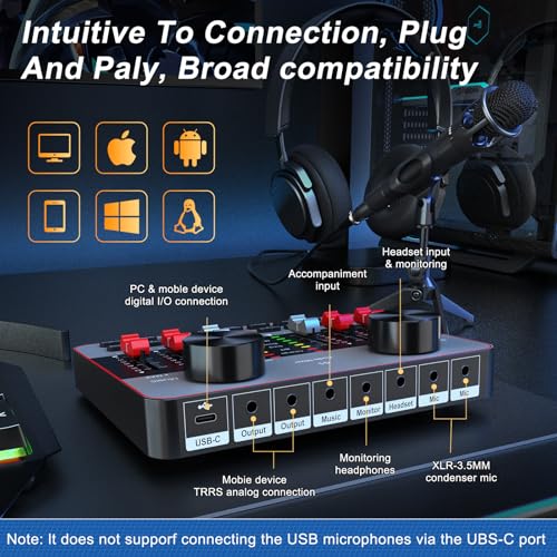 Audio Mixer Sound Card Condenser Microphone D56053