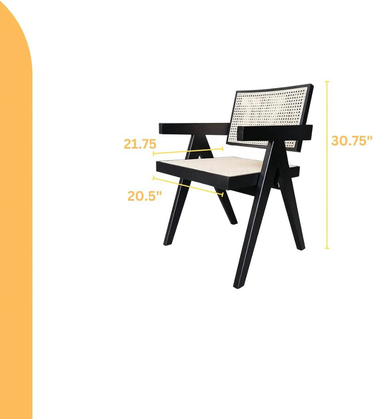 Black Rattan Cane Dining Chair with Mesh Back and Arms Y8143