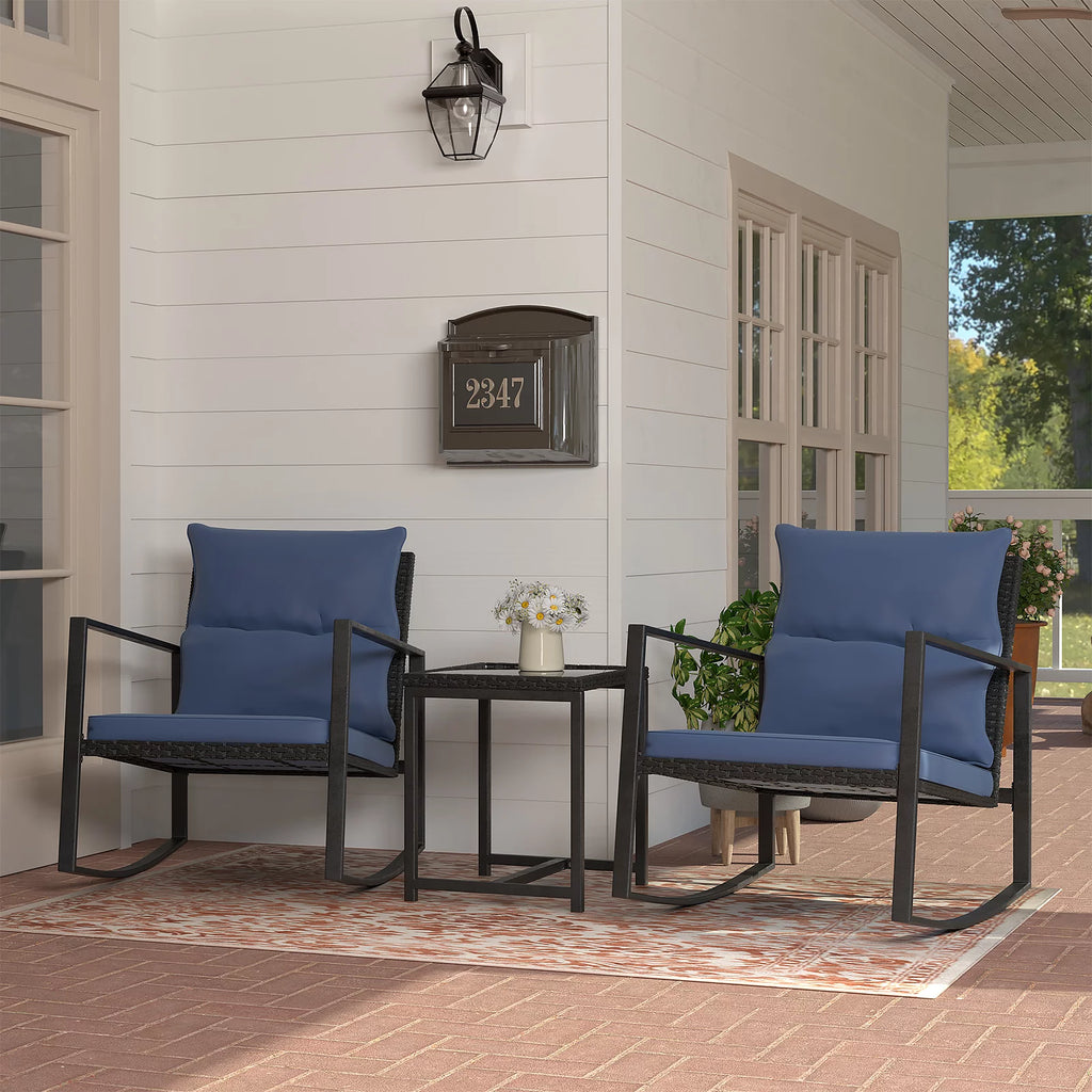 3 Piece Metal Bistro Set with Beige Cushions V511