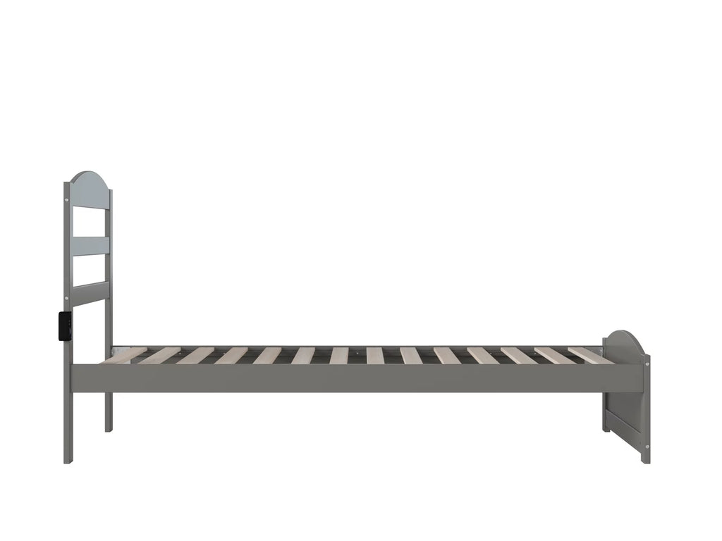 14" Twin XL Grey Wood Platform Bed Frame with Headboard and Footboard Z672