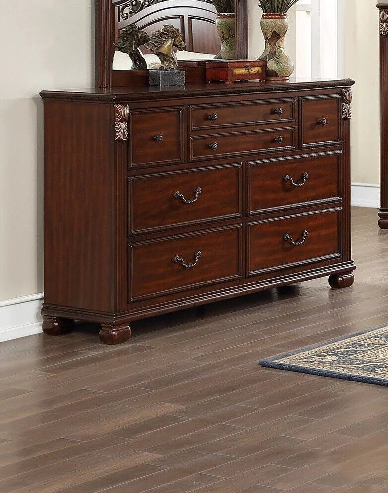 King Size 4p Bedroom Furniture Set Wooden Brown E480