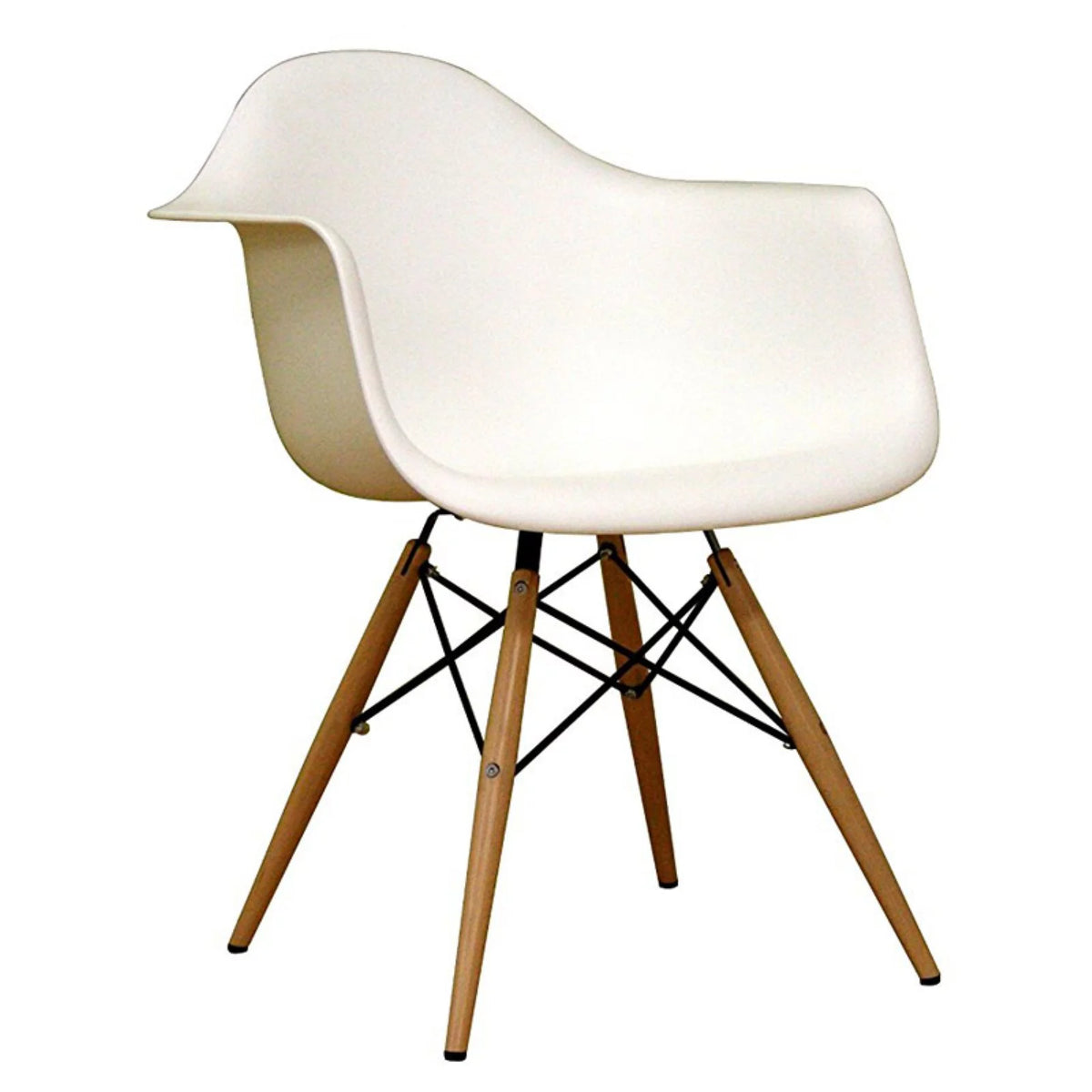 White Plastic and Beech Wood Armchair K485