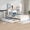 Full Size Wood Platform Bed with Trundle and Storage M11333