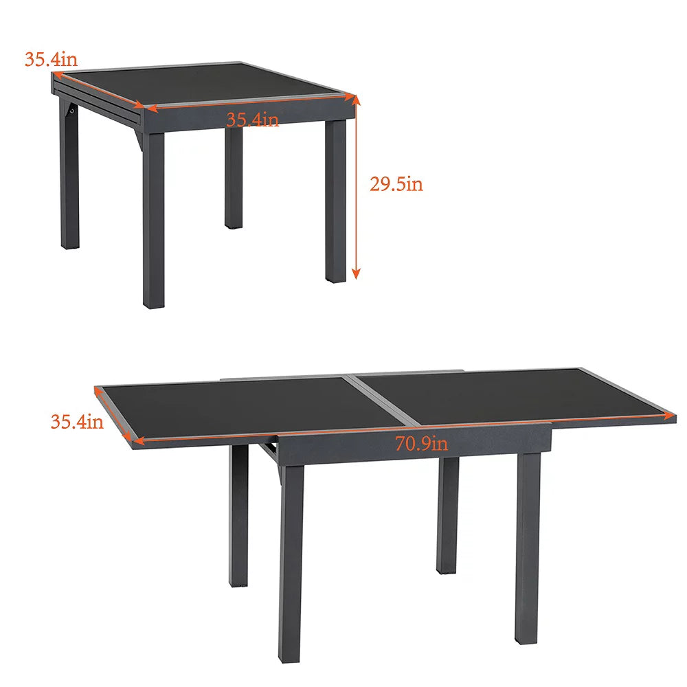 Dark Gray Aluminum Outdoor Dining Table E889
