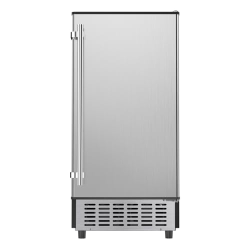 15 Inch Stainless Steel Built-in Freestanding Ice Maker with 30lbs Storage Bin O9508