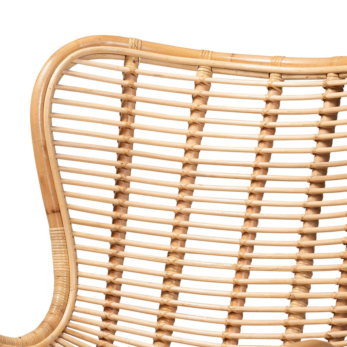Natural Brown Rattan and Black Metal Accent Chair U7423