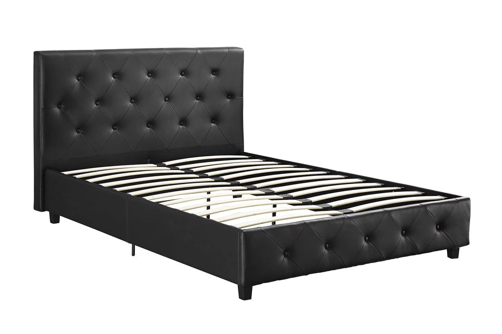 Queen Camel Faux Leather Upholstered Platform Bed R689