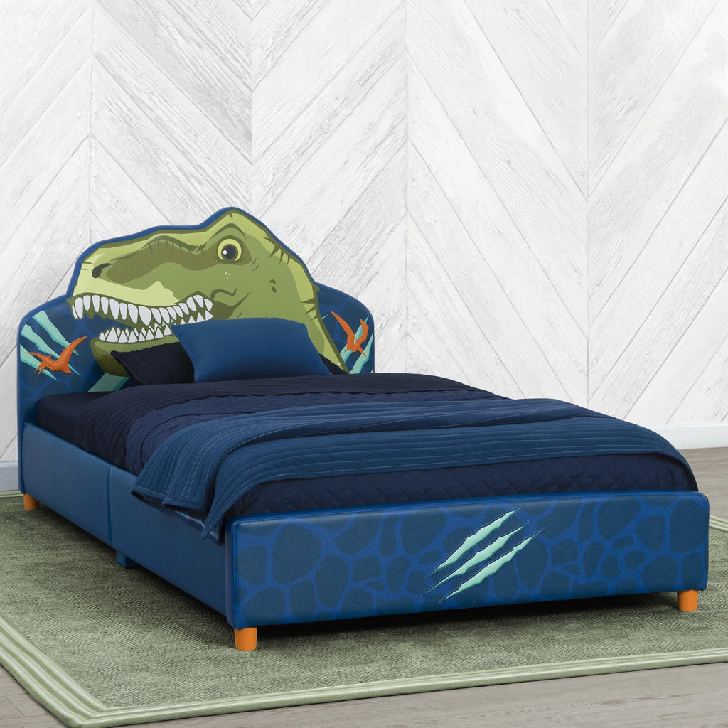 Blue Upholstered Twin Bed S63493