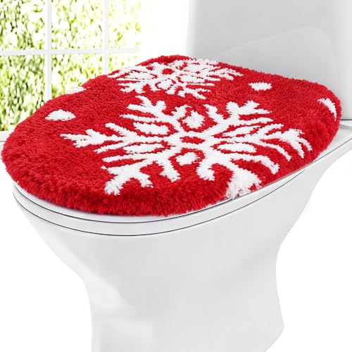 Red White Snowflake Toilet Seat Cover T5522