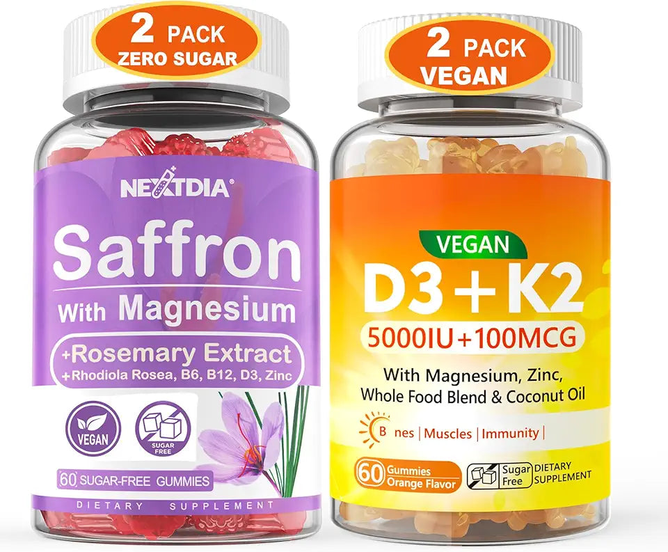 Saffron Gummies + Vegan Vitamin D3 5000IU K2 Gummies L5517
