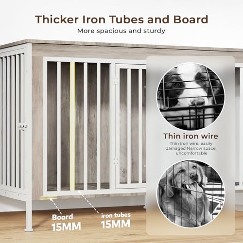 63 Inch Wooden Dog Cage with Divider S4391