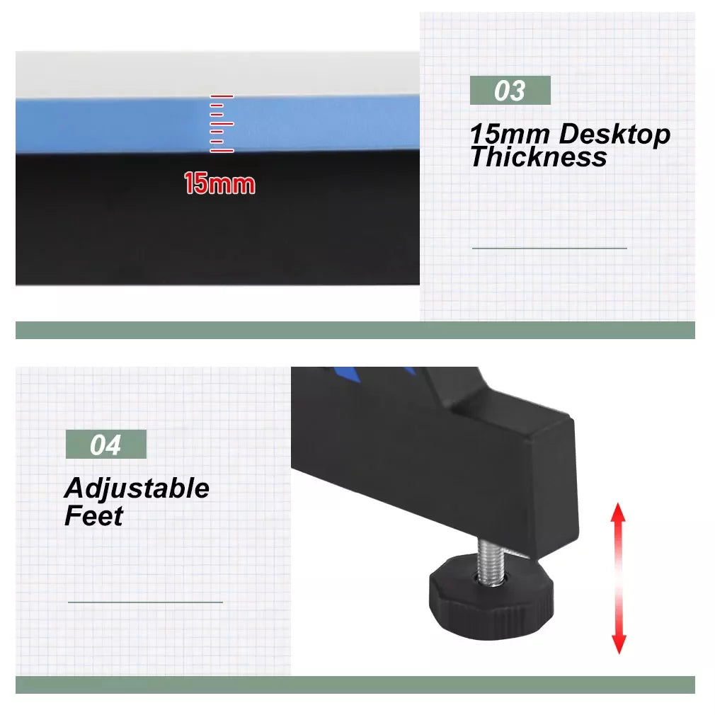 Blue Z Shaped Gaming Desk with Headphone Hook U6656