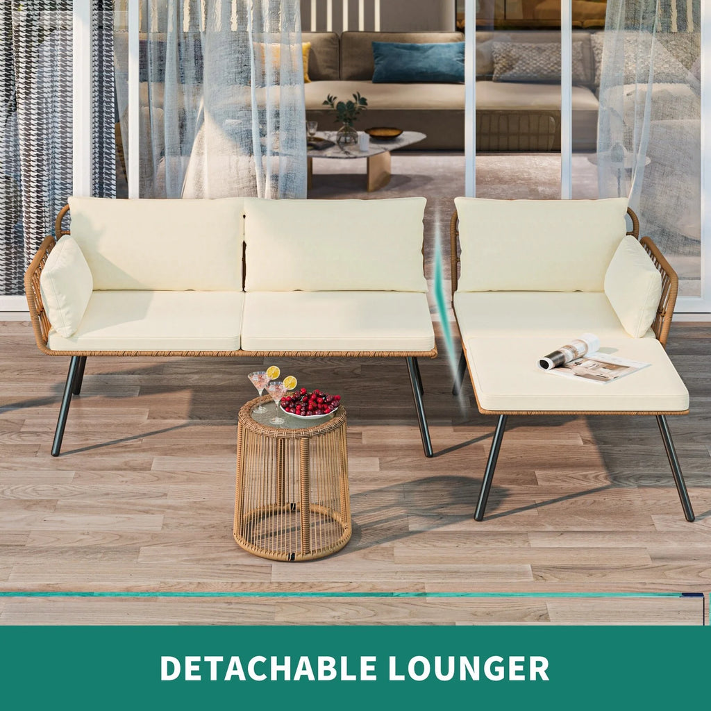 3-piece Woven Outdoor Sectional Sofa Set T817