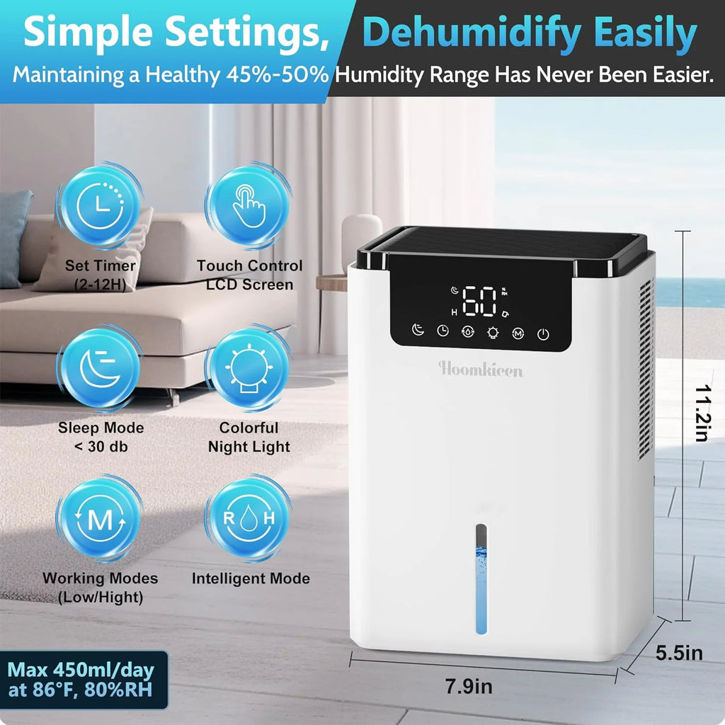 68 oz Portable Dehumidifier with Touch Control LCD Screen V5231