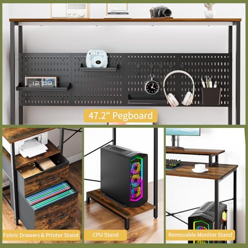 L Shaped Gaming Desk with LED Lights & Power Outlets R612