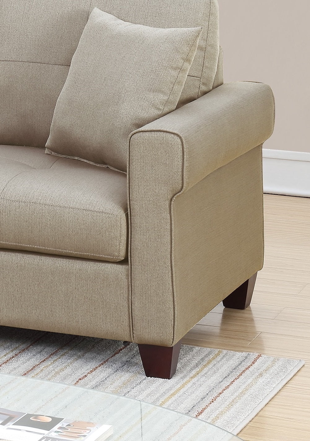 Beige Tufted Cushion Sectional Sofa Chaise T88587